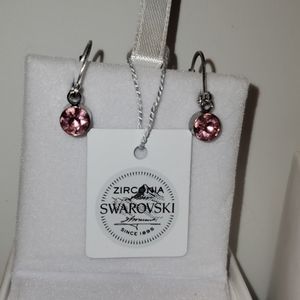 Pink Tourmaline Swarovski Crystal Drop Earrings